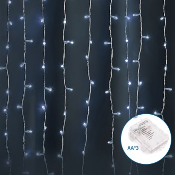 Aigostar-LED Außen-Weihnachtslichterkette 300xLED/8 Funktionen 3xAA 6x2m IP44 kaltweiß