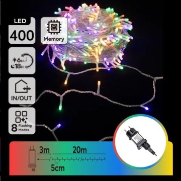 Aigostar - LED-Außen-Weihnachtslichterkette 400 LEDs/8 Funktionen 20 m IP44 mehrfarbig