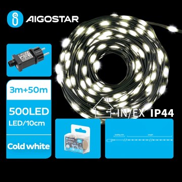 Aigostar - LED-Außen-Weihnachtslichterkette 500 LEDs/8 Funktionen 53 m IP44 kaltweiß