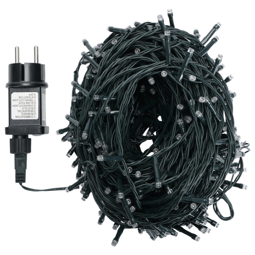 Aigostar - LED-Außen-Weihnachtslichterkette 500xLED/8 Funktionen 50m IP44 kaltweiß