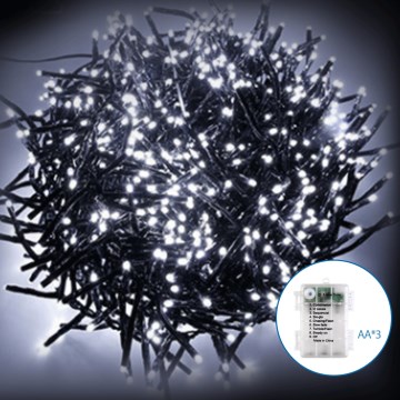 Aigostar - LED Außen-Weihnachtslichterkette 50xLED/8 Funktionen 3xAA 5,3m IP44 kaltweiß