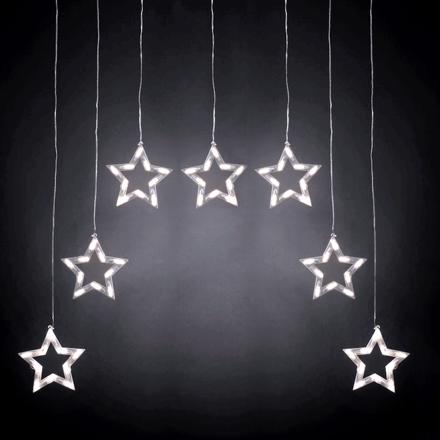 Aigostar - LED-Außen-Weihnachtslichterkette 70 LEDs 1,2x1m IP44 kaltweiß mit Sternen