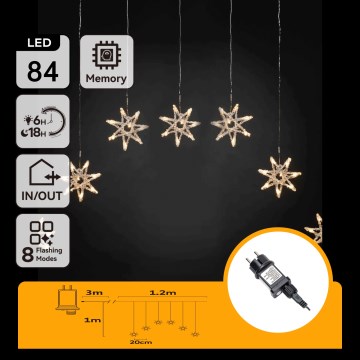 Aigostar - LED-Außen-Weihnachtslichterkette 84 LEDs / 8 Funktionen 1,2x1m IP44 warmweiß mit Schneeflocken