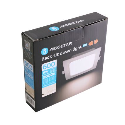 Aigostar - LED-Deckeneinbauleuchte LED/6W/230V 3000K 12x12 cm weiß