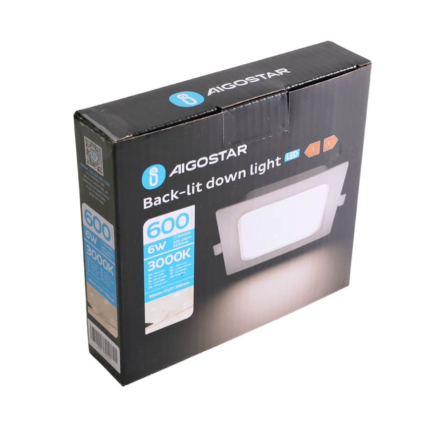 Aigostar - LED-Deckeneinbauleuchte LED/6W/230V 3000K 12x12 cm weiß