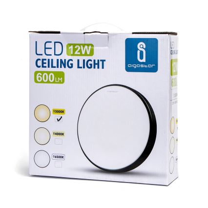 Aigostar - LED-Deckenleuchte LED/12W/230V 3000K d. 23 cm schwarz