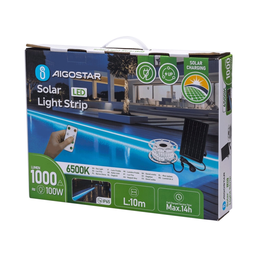 Aigostar - LED dimmbares Solar-LED-Band LED/20W/3,2V 20 m 2700K IP65 20000 mAh + Fernbedienung