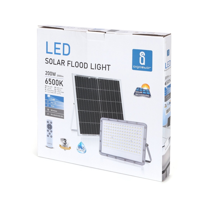Aigostar - LED dimmbarer Solarstrahler LED/200W/3,4V 20000 mAh IP65 + Fernbedienung