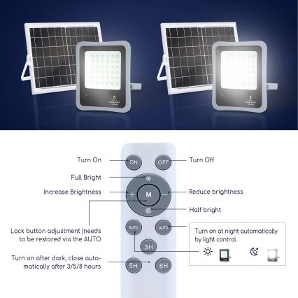 Aigostar - LED dimmbarer Solarstrahler LED/100W/3,2V IP65 10000 mAh + Fernbedienung