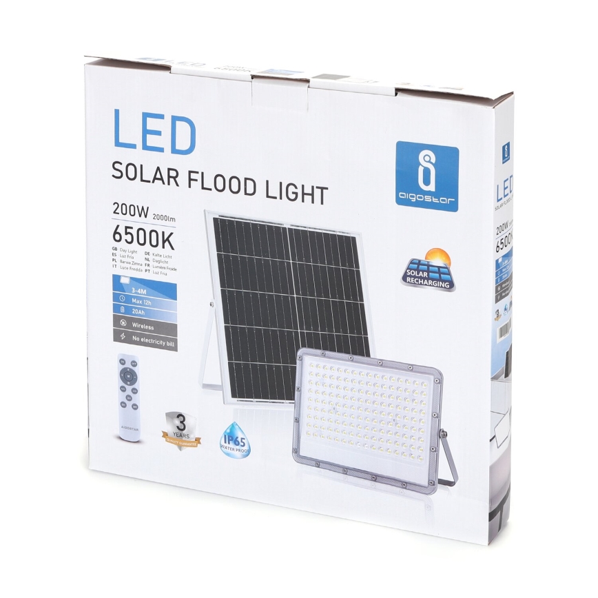 Aigostar - LED dimmbarer Solarstrahler LED/200W/3,2V IP65 20000 mAh + Fernbedienung
