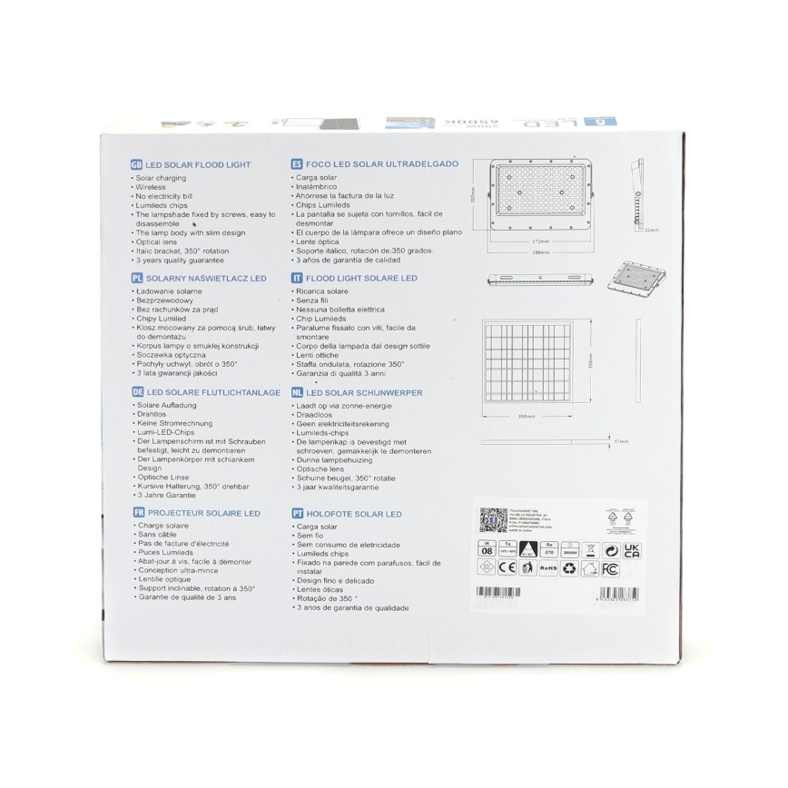 Aigostar - LED dimmbarer Solarstrahler LED/200W/3,2V IP65 20000 mAh + Fernbedienung