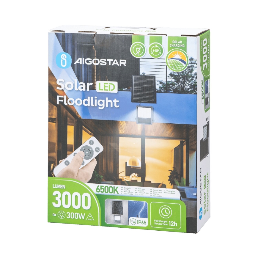Aigostar - LED Dimmbarer Solarstrahler LED/300W/3,4V IP65 20000 mAh + Fernbedienung