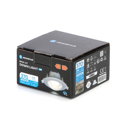 Aigostar - LED-Einbauleuchte, 5 W, 230 V, 4000 K, Ø 8,5 cm, weiß