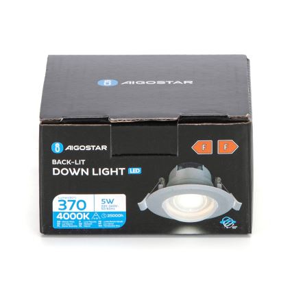 Aigostar - LED-Einbauleuchte, 5 W, 230 V, 4000 K, Ø 8,5 cm, weiß