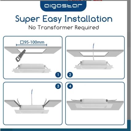 Aigostar - LED Einbauleuchte LED/6W/230V 6500K 12x12 cm weiß