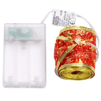 Aigostar - LED-Lichterkette 50 LEDs / 3×AA, 5 m, warmweiß, rot