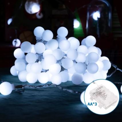 Aigostar - LED Außen-Weihnachtslichterkette 25xLED/3xAA/8 Funktionen 2,8 m IP44 kaltweiß