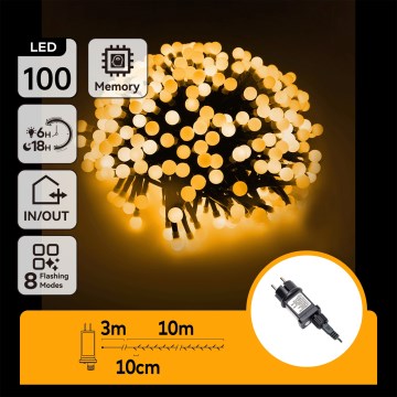 Aigostar - LED-Lichterkette für den Außenbereich, 100 LEDs, 8 Funktionen, 10 m, IP44, warmweiß