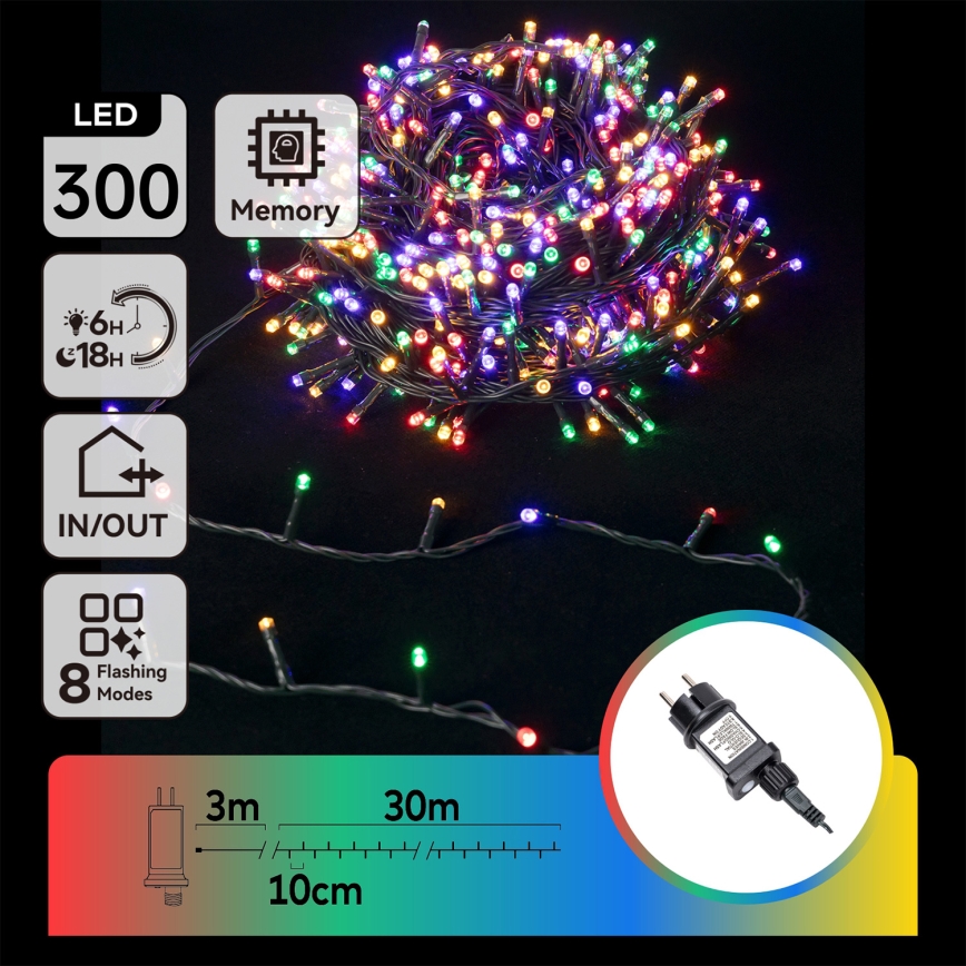 Aigostar - LED-Lichterkette für den Außenbereich, 300 LEDs, 30 m, IP44, mehrfarbig