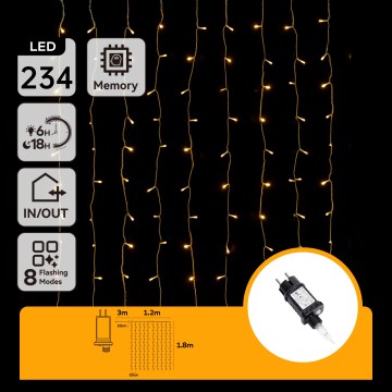 Aigostar - LED-Lichterkette für den Außenbereich (Weihnachten), 234 LEDs / 8 Funktionen, 1,2 x 1,8 m, IP44, warmweiß