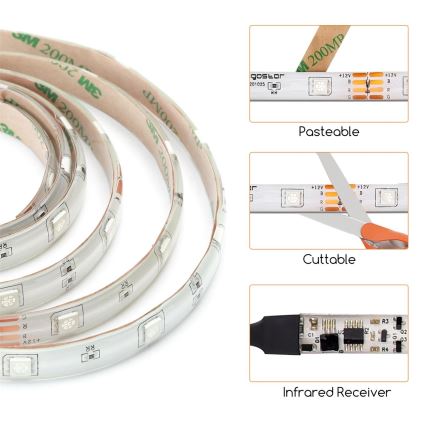 Aigostar - LED RGB dimmbarer Außenlichtstreifen 3m LED/24W/12/230V IP65 + Fernbedienung