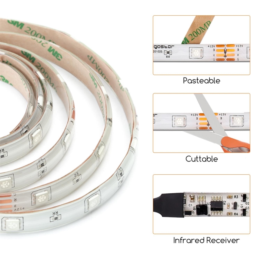 Aigostar - LED RGB dimmbarer Außenlichtstreifen 3m LED/24W/12/230V IP65 + Fernbedienung