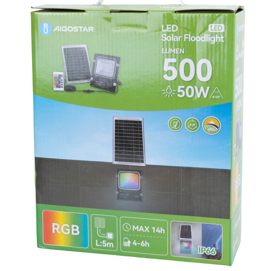 Aigostar - LED RGB dimmbarer Solarstrahler LED/50W/3,2V IP66 4000 mAh + Fernbedienung