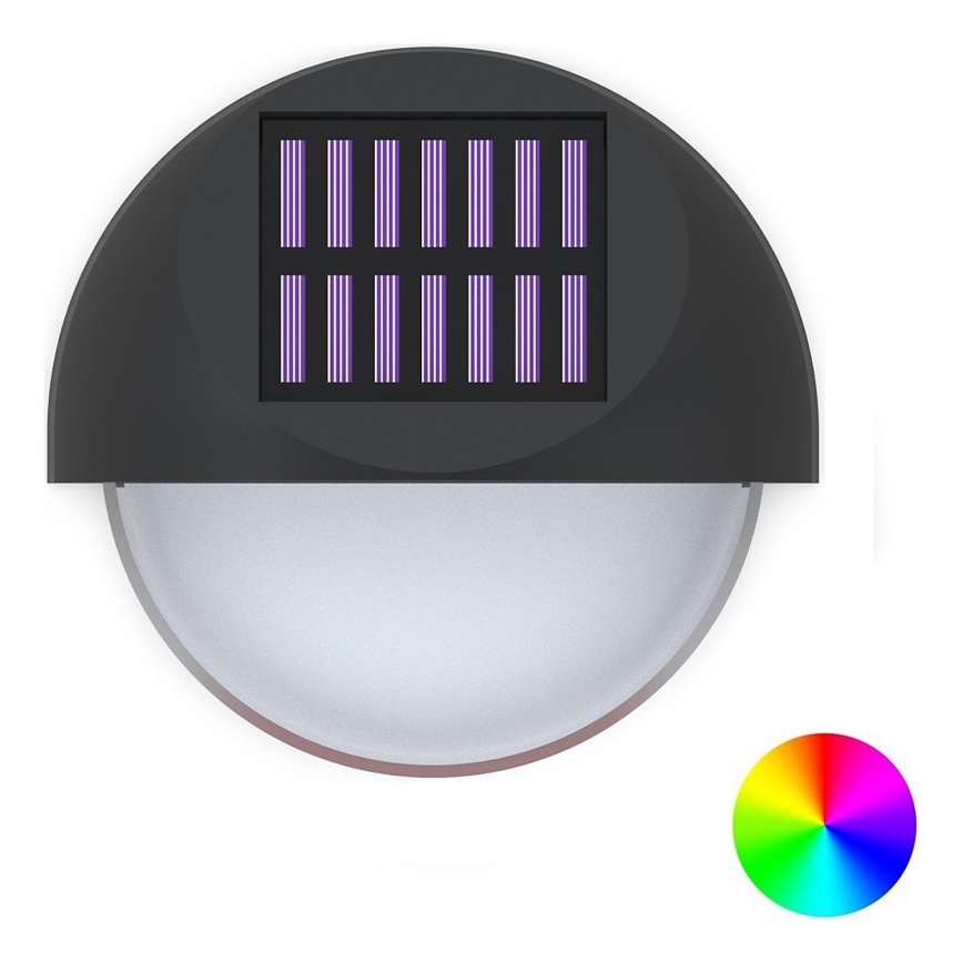 Aigostar - LED RGB Solar-Wandleuchte LED/1W/1,2V schwarz IP44 200 mAh