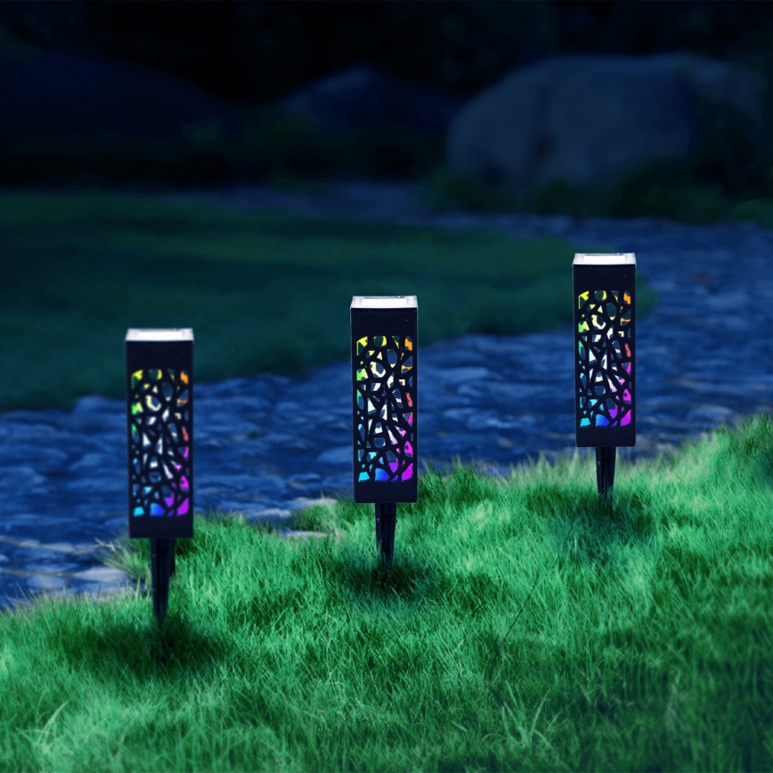 Aigostar - LED-RGB-Solarleuchte LED/0,006W/1,2V 28,5cm schwarz  IP44 100 mAh