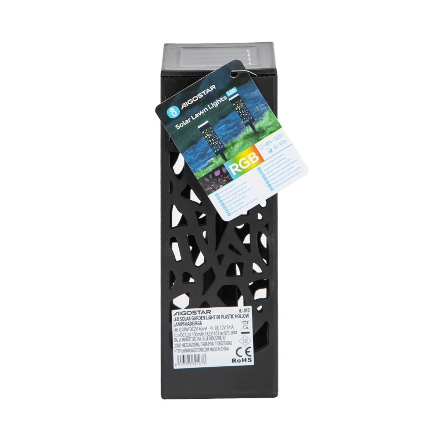 Aigostar - LED-RGB-Solarleuchte LED/0,006W/1,2V 28,5cm schwarz  IP44 100 mAh