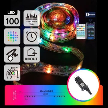 Aigostar - LED RGBICW Weihnachts-Lichterkette für den Außenbereich 100 LEDs 10 m IP44 + Fernbedienung