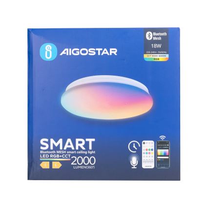 Aigostar - LED RGBW dimmbare Badezimmer-Deckenleuchte MESH Smart LED/18W/230V 3000-6500K IP44 + Fernbedienung