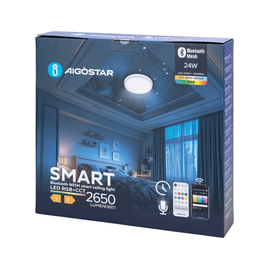 Aigostar - LED RGBW dimmbare Badezimmer-Deckenleuchte MESH Smart LED/24W/230V 3000-6500K IP44 + Fernbedienung