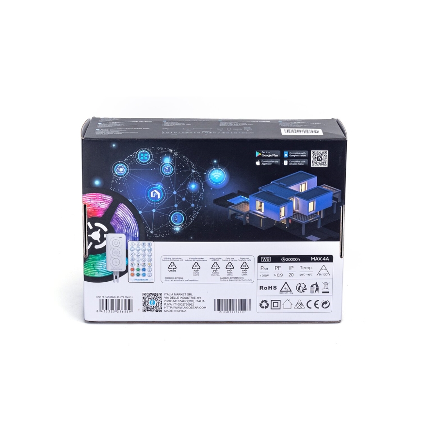 Aigostar - LED RGBW dimmbarer LED-Streifen/48W/12V 2x7,5 m Wi-Fi