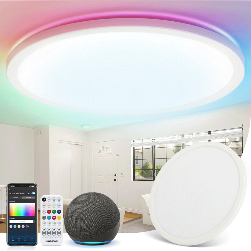 Aigostar - LED RGBW dimmbare Deckenleuchte MESH LED/24W/230V 3000-6500K Weiß + Fernbedienung
