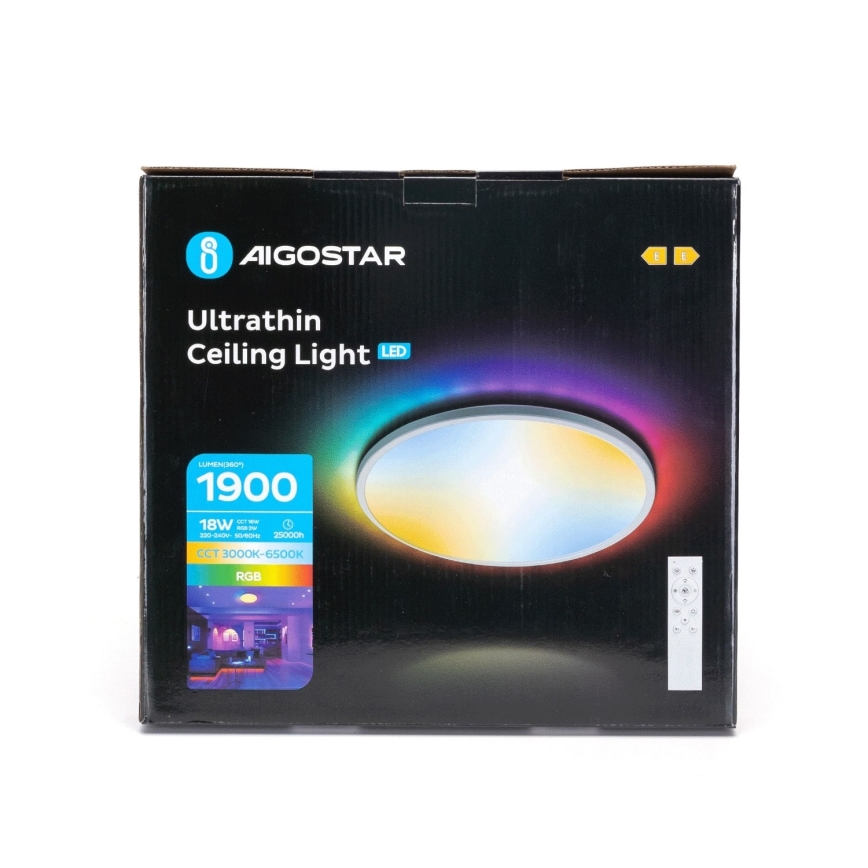 Aigostar - LED RGBW dimmbares Badezimmer-Deckenleuchte LED/18W/230V 3000-6500K Ø 30 cm IP44 + Fernbedienung