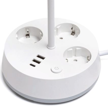 Aigostar - LED RGBW dimmbare Tischlampe mit Steckdosen und USB-Anschluss LED/4,6W/230V 3000/4000/6500K weiß