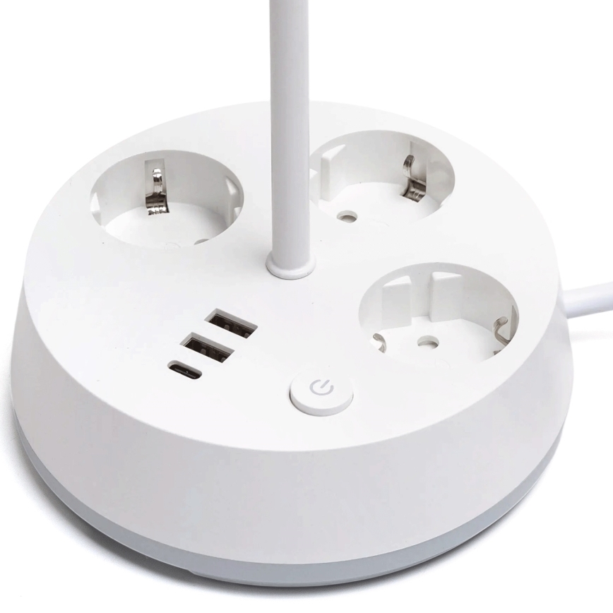 Aigostar - LED RGBW dimmbare Tischlampe mit Steckdosen und USB-Anschluss LED/4,6W/230V 3000/4000/6500K weiß