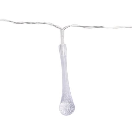 Aigostar - LED-Außen-Weihnachtslichterkette, 25 LEDs, 8 Funktionen, 3×AA-Batterien, 2,5 m, IP44, mehrfarbige Tropfen