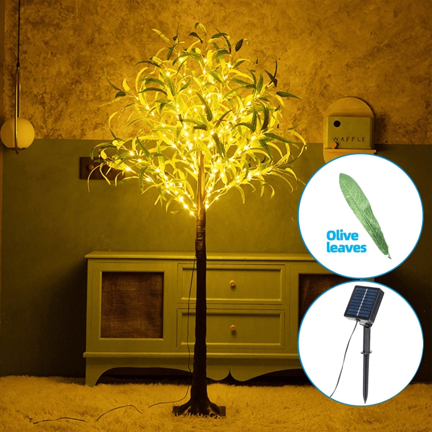 Aigostar - LED Solar-Dekoration 285xLED/3,8m IP65 1200 mAh warmweiß Olive