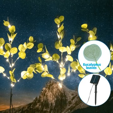Aigostar - LED Solar-Dekoration 60xLED/3,5m IP65 300 mAh warmweiß Eukalyptus