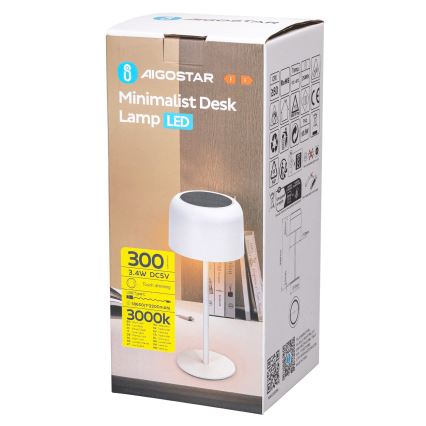 Aigostar - LED Solar dimmbare wiederaufladbare Tischlampe LED/3W/5V 2200mAh weiß IP54