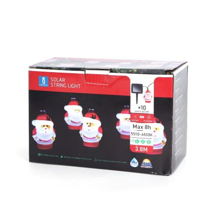 Aigostar - LED Solar-Lichterkette Weihnachten 10xLED/3,8 m IP44 kaltweiß 400 mAh