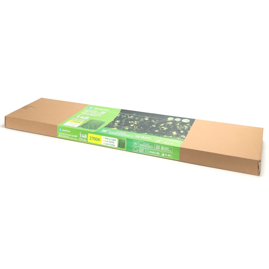 Aigostar - LED Solar-Lichterkette 148xLED/2x1,2m IP65 300 mAh warmweiß Efeu