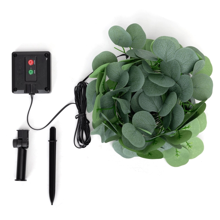 Aigostar - LED Solar-Lichterkette 50xLED/7m IP65 300 mAh warmweiß Eukalyptus