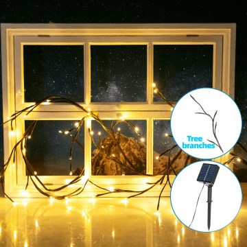 Aigostar - LED Solar-Lichterkette 72xLED/4m IP65 300 mAh warmweiß für Baumzweige