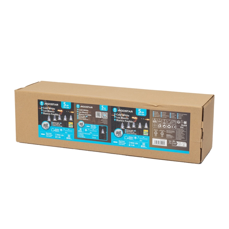 Aigostar - LED Solar-Weihnachtsleuchte LED/0,054W/1,2V 1m IP65 kaltweiß