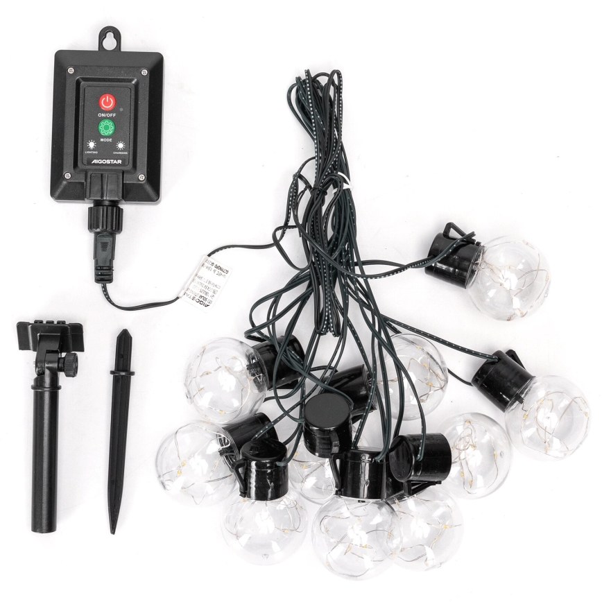 Aigostar - LED-Solar-Weihnachtslichterkette 10xLED/8 Funktionen 6,5m IP65 500 mAh mehrfarbig