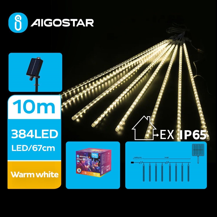 Aigostar - LED-Solar-Weihnachtslichterkette 384xLED/13m 1200 mAh IP65 warmweiβ