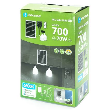 Aigostar - LED-Solarhängeleuchte 2xLED/35W/12V 6000 mAh 6500K d 10 cm + Fernbedienung